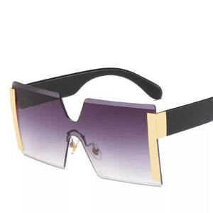 Open image in slideshow, Black/Gold Square Oversized Sunglasses
