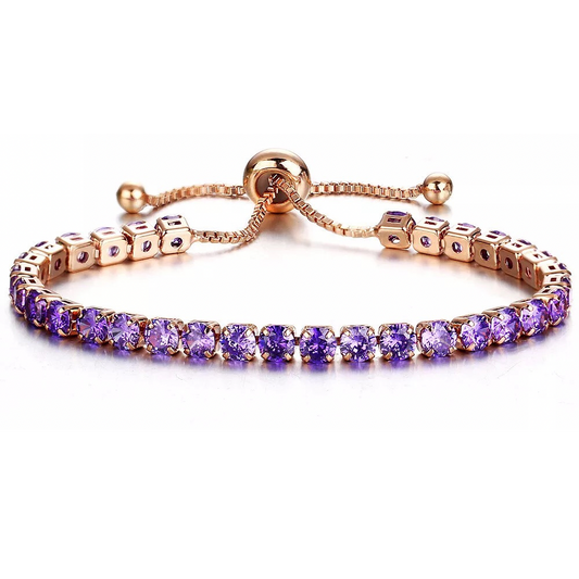 Purple Gold Tennis Bracelet